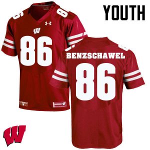 Youth Wisconsin Badgers NCAA #86 Luke Benzschawel Red Authentic Under Armour Stitched College Football Jersey AH31P71GU